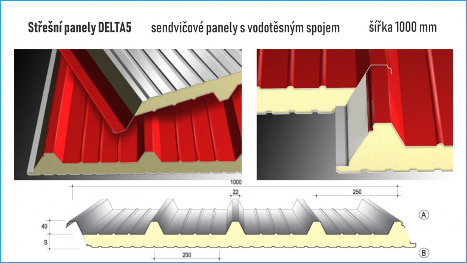 Tepelně izolační PUR panely - Střešní panely DELTA5